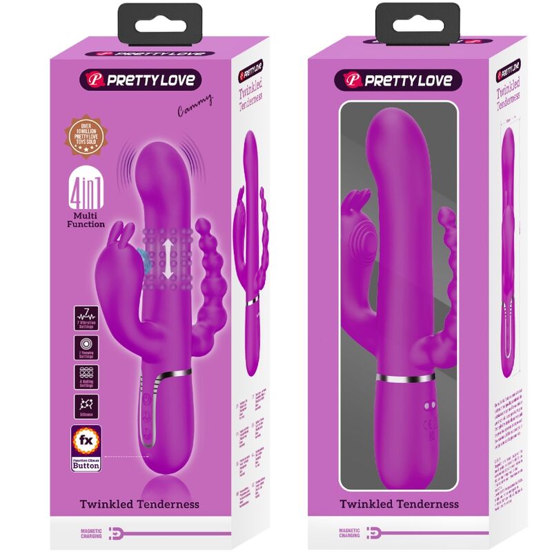 Vibratore triple multifunzione PRETTY LOVE CAMMY rosa con design ergonomico e diverse modalità di vibrazione.