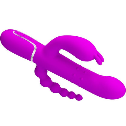 Vibratore triplo multifunzione rosa PRETTY LOVE CAMMY, prodotto della linea FLIRTATION, con design ergonomico e funzioni varie.