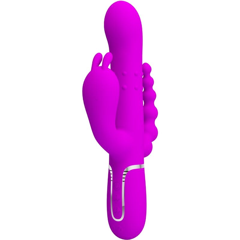Vibratore Cammy 4 in 1 di Pretty Love Flirtation, rosa, con design multifunzione e dettagli morbidi per stimolazione.