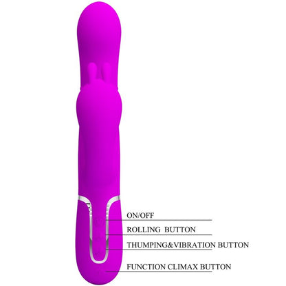 Vibratore femminile PRETTY LOVE Cammy 4-in-1 con design rosa, multifunzione e stimolazione tripla, marca PRETTY LOVE FLIRTATION