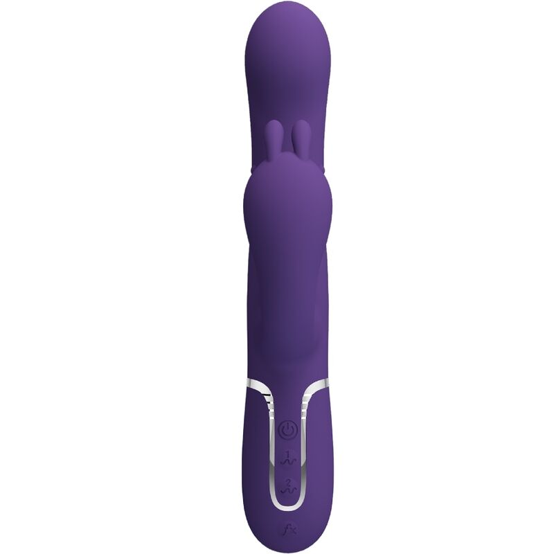 Vibratore triplo multifunzione PRETTY LOVE CAMMY viola, design elegante con quattro modalità di stimolazione.