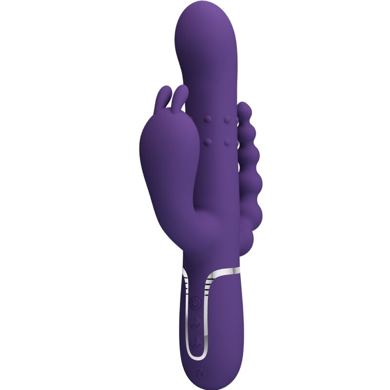 Vibratore triplo multifunzione Pretty Love Cammy viola, design elegante con diverse modalità di vibrazione, corpo in silicone.