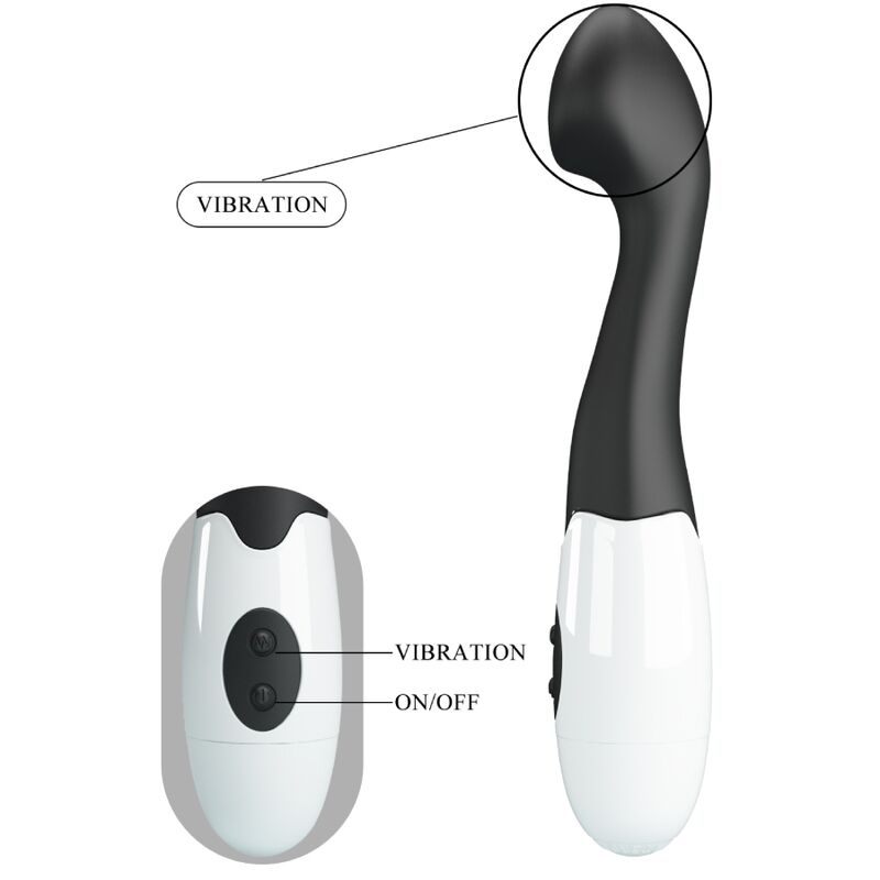 Vibratore G-spot Pretty Love Charles nero con 30 modalità, design elegante e realistico, ideale per stimolazione intensa.