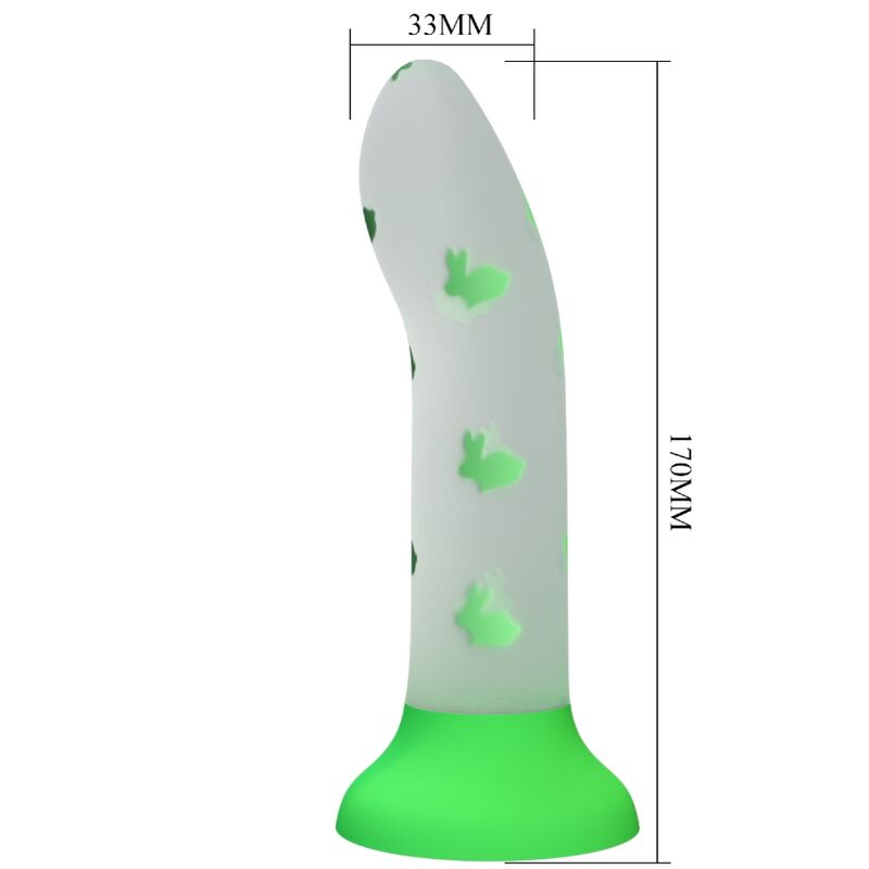 Dildo magico Pretty Love Flirtation Nightfall senza vibrazioni, colore verde luminoso, dettagli realistici, morbido e avvolgente.