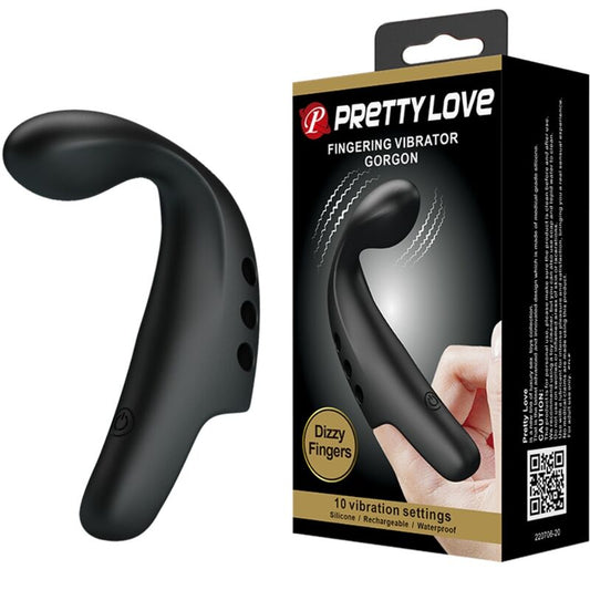 Vibratore Gorgon nero della linea Pretty Love Flirtation, design elegante e dettagli realistici.