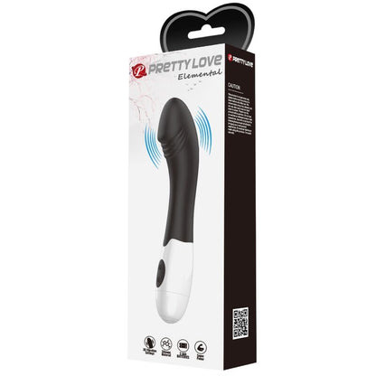 Vibratore G-Spot Pretty Love Elemental nero con 30 modalità, design elegante e compatto, marchio Pretty Love Flirtation.
