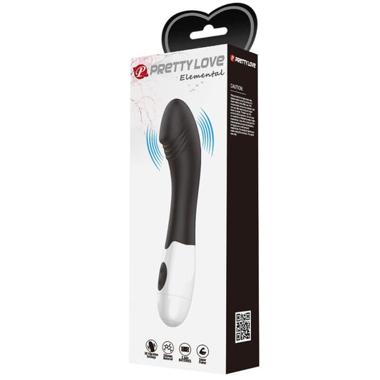Vibratore G-Spot Pretty Love Elemental nero con 30 modalità, design elegante e compatto, marchio Pretty Love Flirtation.