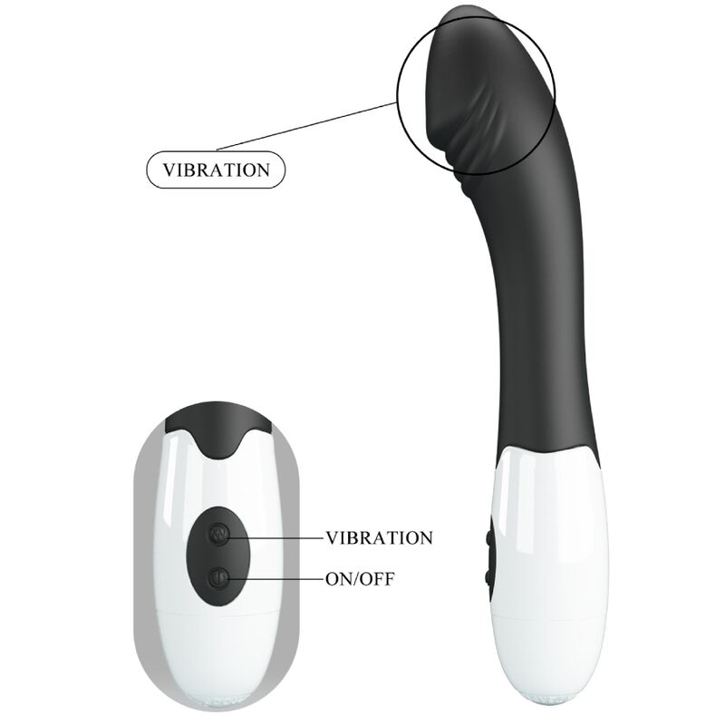 Vibratore G-spot Pretty Love Flirtation Elemental con 30 modalità, colore nero, design ergonomico e dettagli realistici.