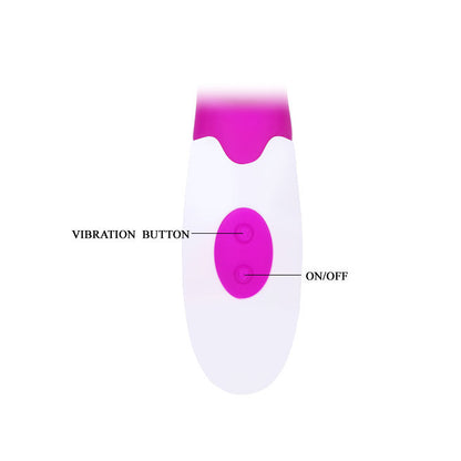 Vibratore Alvis di PRETTY LOVE FLIRTATION con stimolatore del clitoride, design elegante e parti in silicone rosa.