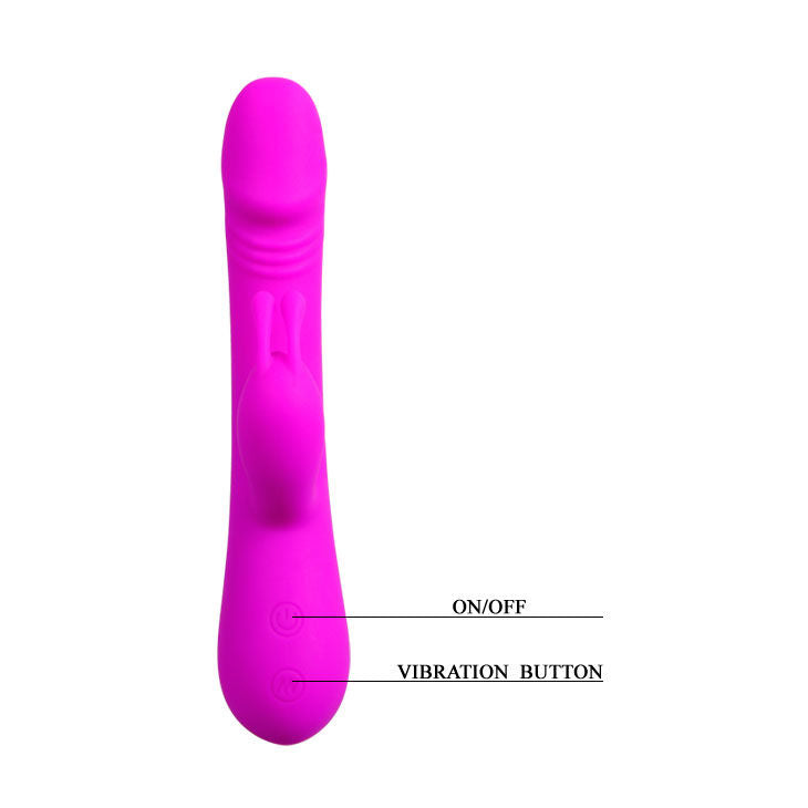 Vibratore con coniglio Clemente della linea PRETTY LOVE FLIRTATION, design rosa e dettagli realistici, ideale per stimolazione.