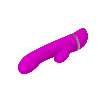 Vibratore con coniglio David di PRETTY LOVE FLIRTATION, dispositivo rosa con stimolatori per il piacere, visibile in primo piano.