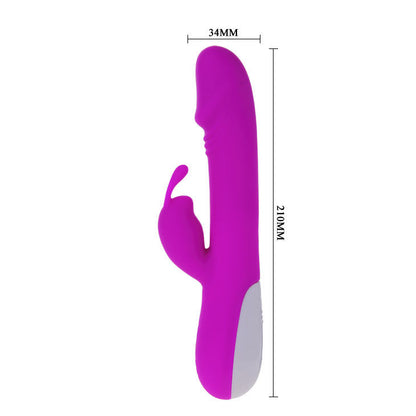 Vibratore Pretty Love Flirtation Robert con stimolatore clitoride, design elegante e dettagli realistici, in silicone rosa.