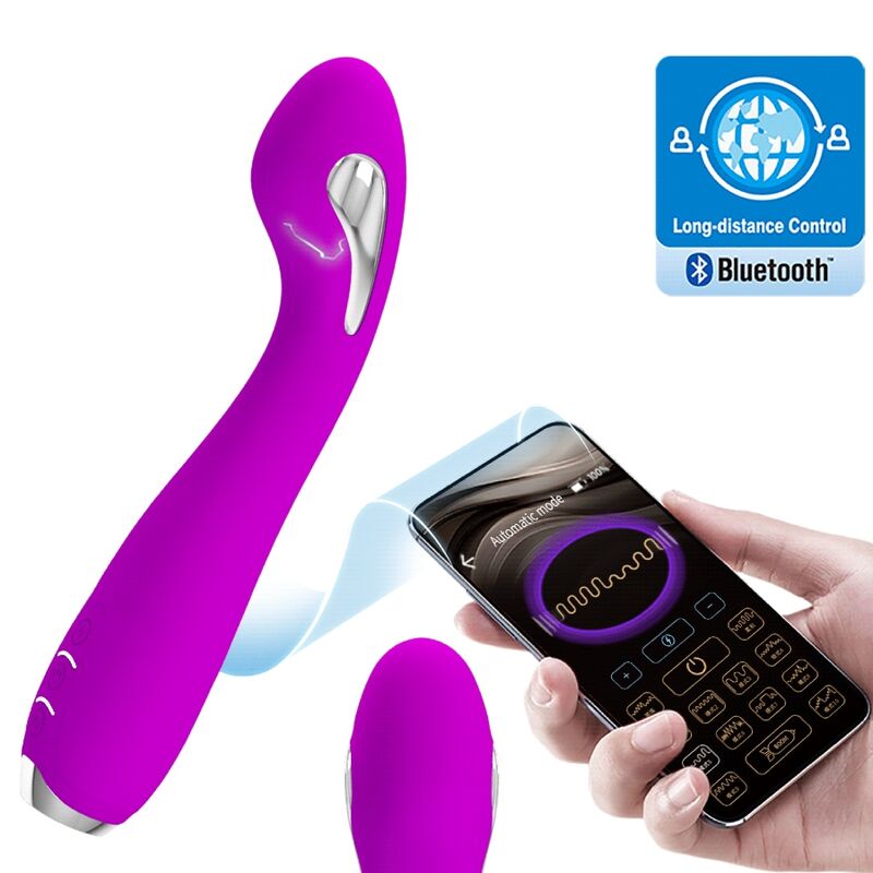 Vibratore Hector di Pretty Love Flirtation con funzione elettroshock, colore viola, controllabile tramite app gratuita.