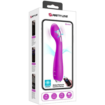 Vibratore Hector di Pretty Love Flirtation, colore viola, con funzione elettroshock e controllo tramite app, vista dall'immagine.