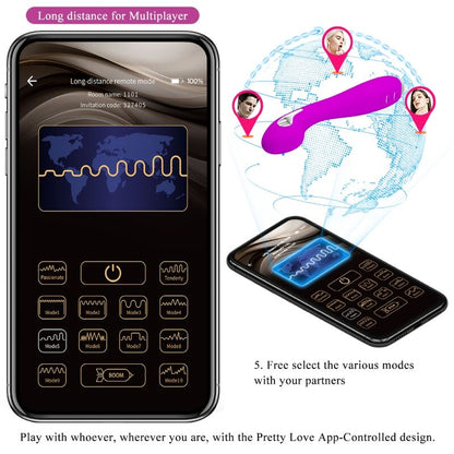 Vibratore Hector di Pretty Love Flirtation con tecnologia elettroshock, colore viola, controllato tramite app gratuita.