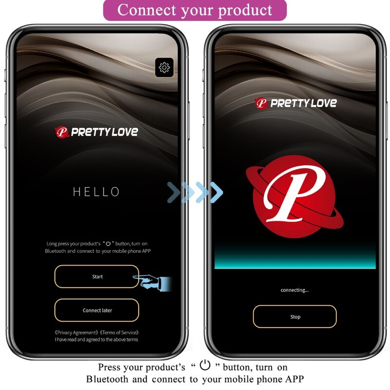 Vibratore elettrico Pretty Love Hector viola con controllo tramite app, marca Pretty Love Flirtation, design elegante e colorato.