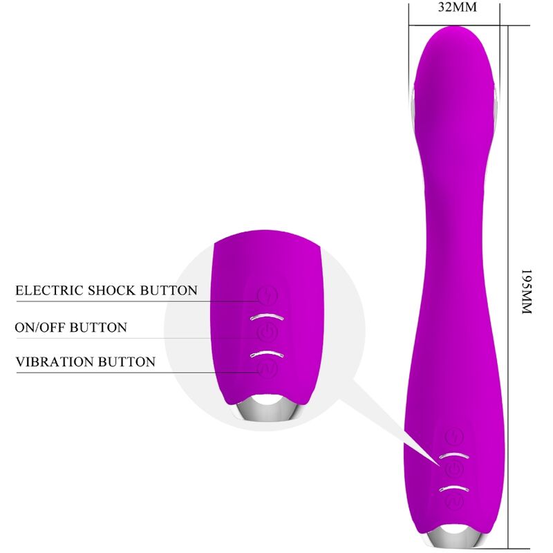 Vibratore Hector di Pretty Love Flirtation in colore viola con funzione elettroshock e controllo tramite app gratuita.
