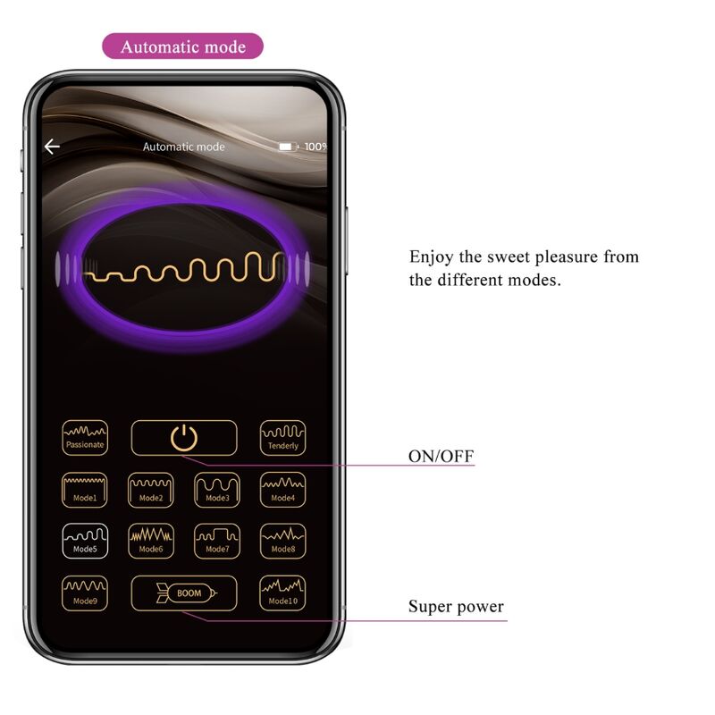 Vibratore Hector di Pretty Love Flirtation in colore viola, con funzione elettroshock e controllo tramite app gratuita.