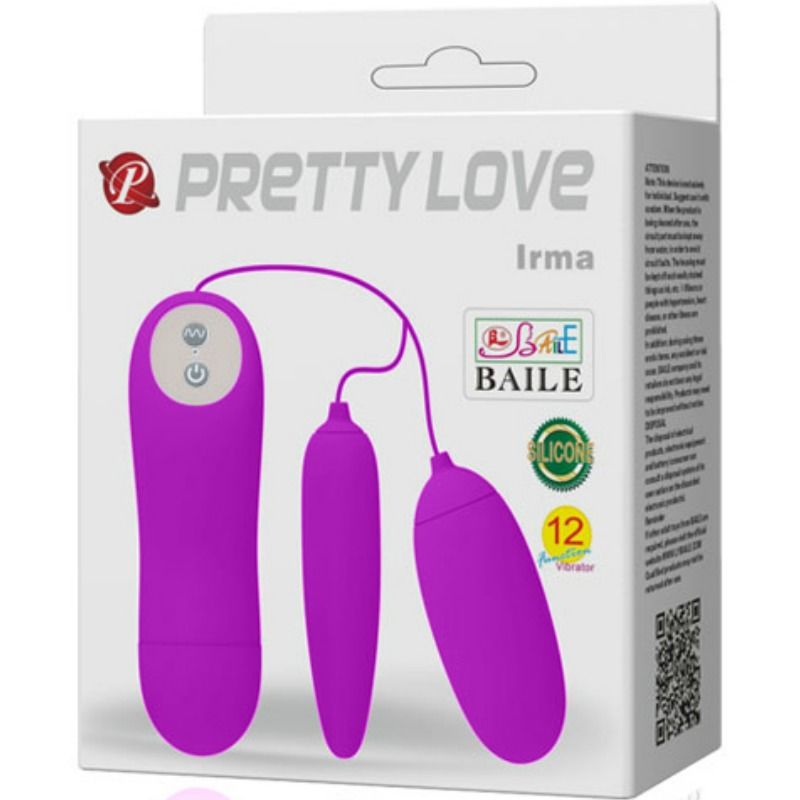 Uovo vibrante doppio Pretty Love Irma di Pretty Love Flirtation, con design ergonomico e superfici lisce per stimolazione.