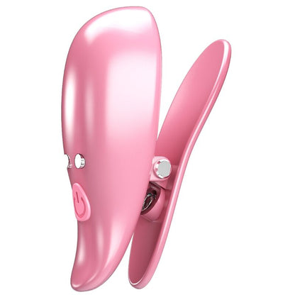 Pinze per capezzetti rosa PRETTY LOVE FLIRTATION, design elegante e vibrante per stimolazione sensuale, visibile in dettaglio.