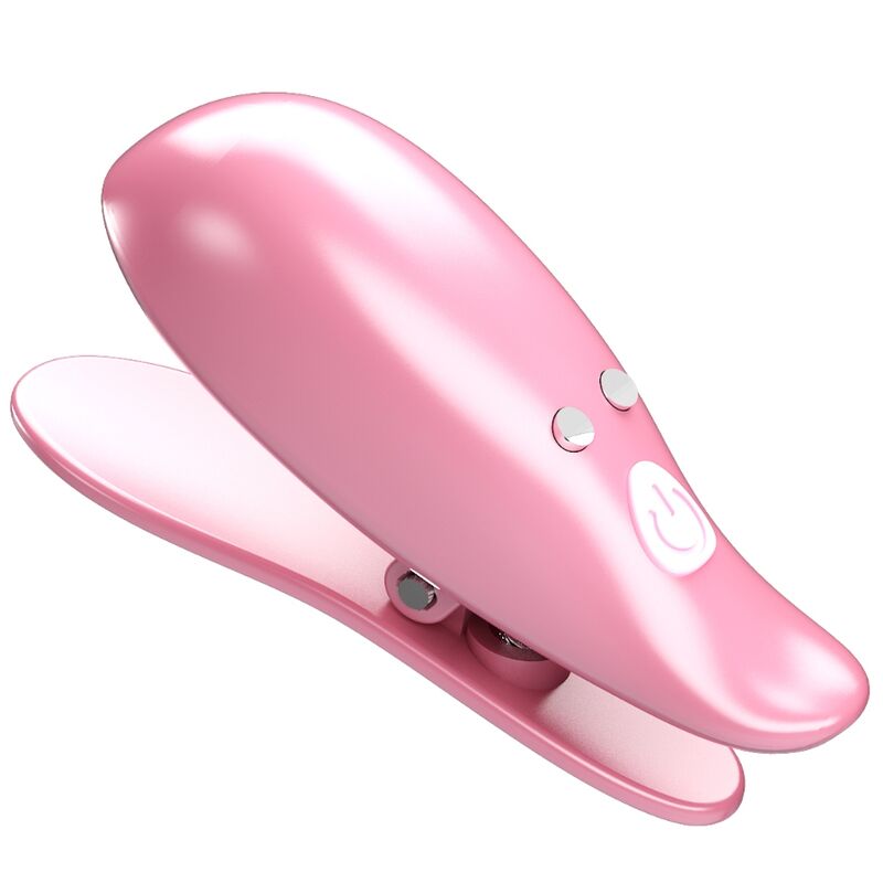 Pinze per capezzetti vibranti rosa PRETTY LOVE FLIRTATION, design decorativo e funzionale, visibile in primo piano.