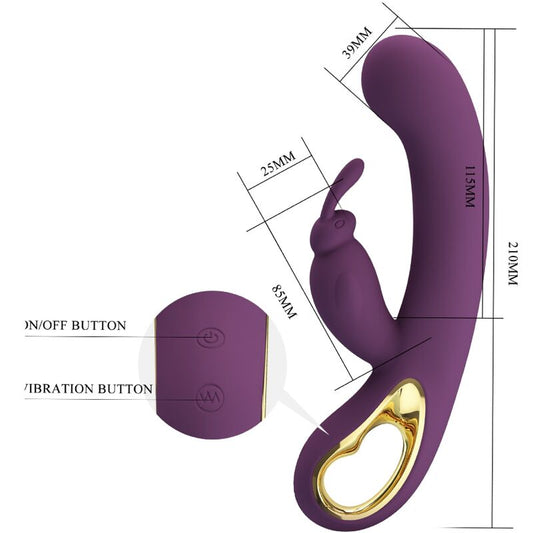 Vibratore rabbit e stimolatore del punto G Pretty Love Liam, in colore viola, con design ergonomico e dettagli realistici.