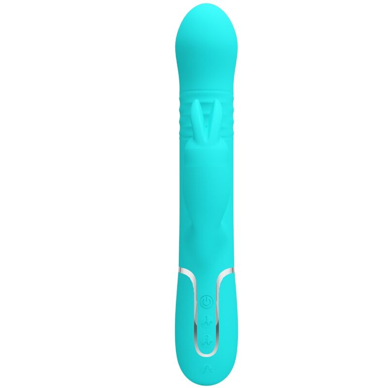 Vibratore coale a forma di coniglio verde acqua di Pretty Love Flirtation, con perle vibranti e design elegante.