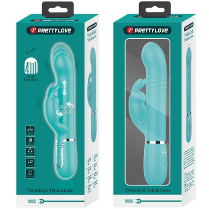 Vibratore coale rabbit verde acqua PRETTY LOVE FLIRTATION, con perle e design ergonomico per stimolazione intensa.