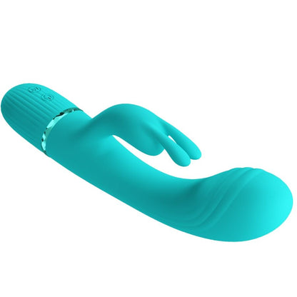 Vibratore coniglio turchese PRETTY LOVE Flirtation, design elegante e dettagli realistici, ideale per stimolazione e piacere.