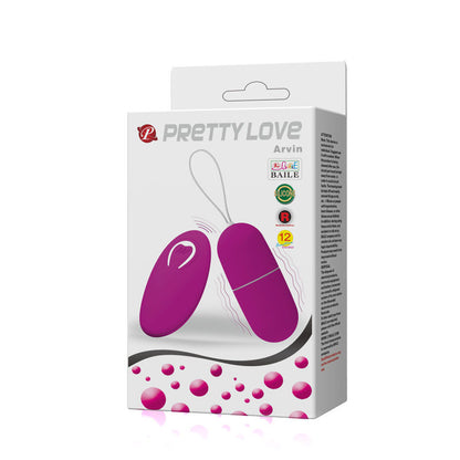 Uovo vibrante PRETTY LOVE Arvin con telecomando da 12V, prodotto della linea PRETTY LOVE FLIRTATION, visibile in immagine.