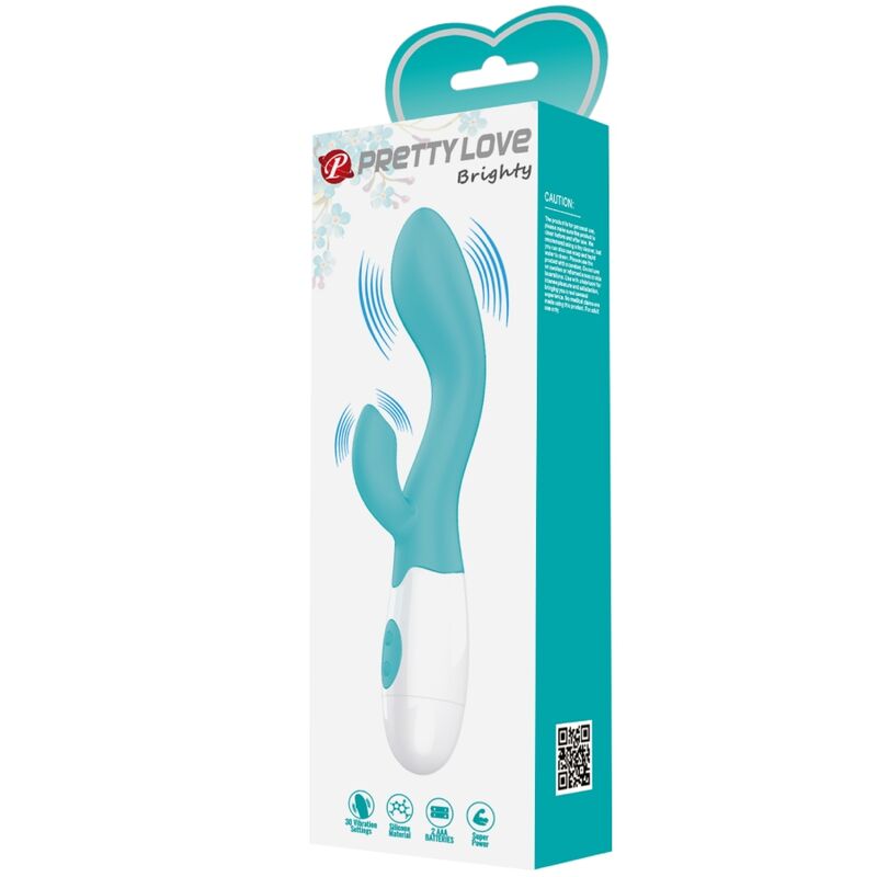 Vibratore G-spot Pretty Love Brighty verde acqua, design ergonomico e superficie liscia, marchio Pretty Love Flirtation.