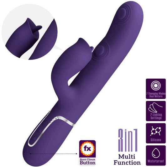 Vibratore coniglio PRETTY LOVE FLIRTATION con viola da leccare, design realistico e dettagliato, ideale per stimolazione.