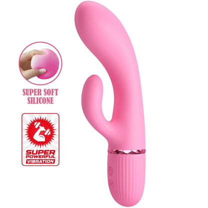 Vibratore coniglio rosa PRETTY LOVE FLIRTATION con stimolatore MARSki e punto G, design elegante e dettagli vivaci.