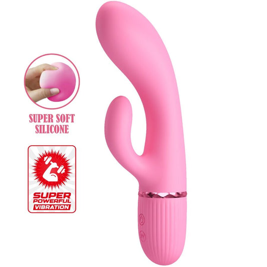 Vibratore coniglio rosa PRETTY LOVE FLIRTATION con stimolatore MARSki e punto G, design elegante e dettagli vivaci.