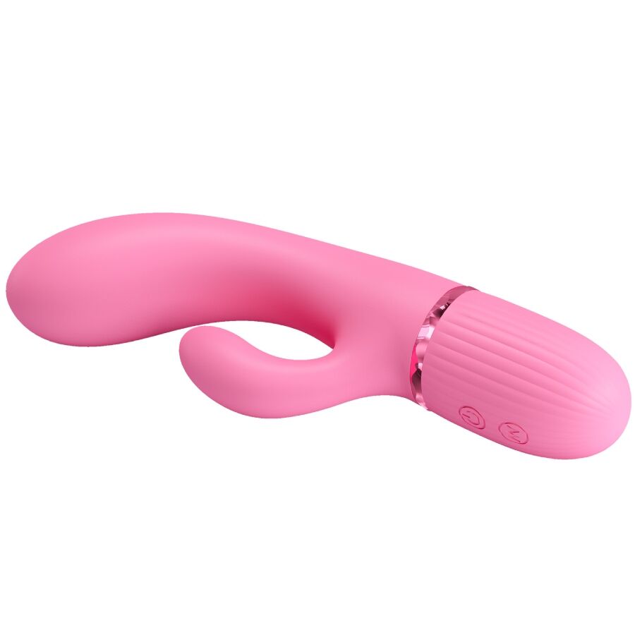 Vibratore coniglio rosa PRETTY LOVE FLIRTATION, design elegante con stimolatore del punto G e orecchie di coniglio in dettaglio