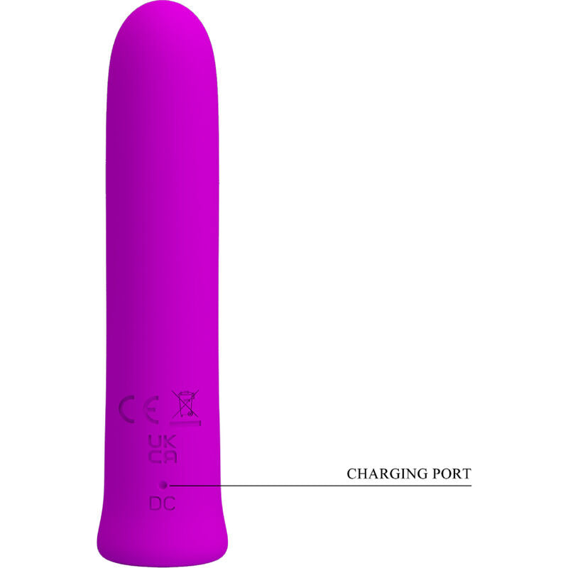 Vibratore Curtis Mini di Pretty Love Flirtation in silicone viola con 12 modalità di vibrazione, compatto e potente.