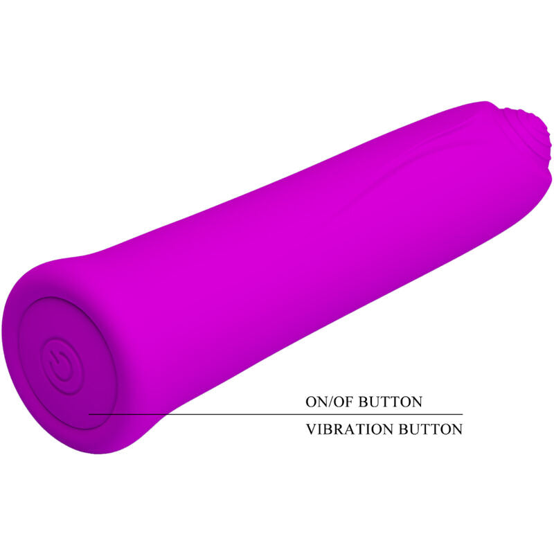 Vibratore Curtis Mini di Pretty Love Flirtation in silicone viola con 12 modalità di vibrazione, compatto e potente.