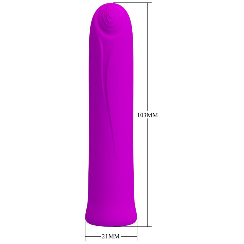 Vibratore Curtis Mini di Pretty Love Flirtation in silicone viola con 12 modalità di vibrazione, compatto e potente.