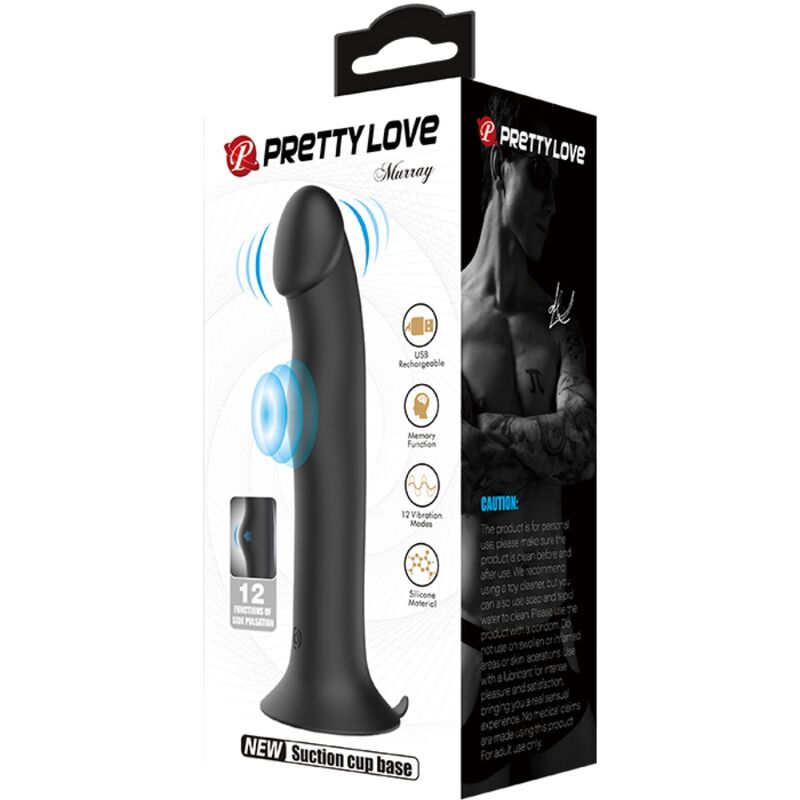 Vibratore e succhiatore clitorideo Pretty Love Murray nero, design elegante, dettagli in rilievo, per stimolazione clitoridea.