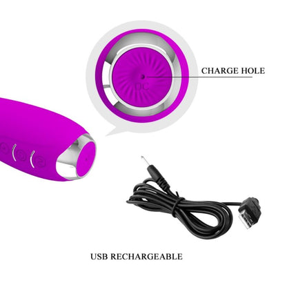 Vibratore elettroshock ricaricabile Pretty Love Hector impermeabile di colore viola, con design ergonomico e funzionalità avanzate.