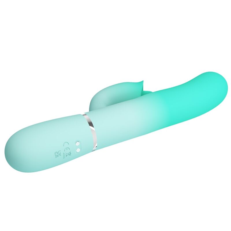 Vibratore multifunzione coniglio Gigi di Pretty Love Flirtation, colore verde acqua, in dettaglio.