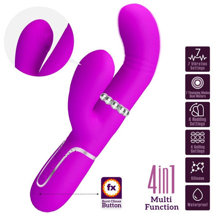 Vibratore multifunzione G-spot fucsia di PRETTY LOVE FLIRTATION, con design ergonomico e funzioni variabili.