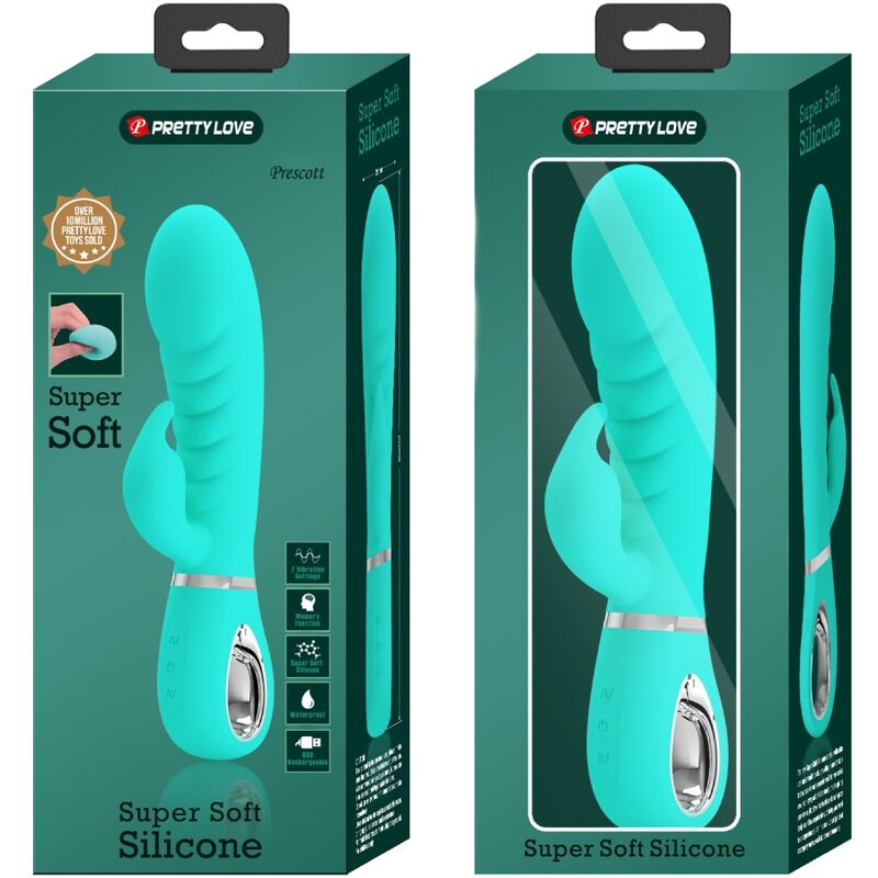 Vibratore multifunzione G-Spot PRETTY LOVE Prescott color verde acqua, design ergonomico e stimolante per il piacere femminile.