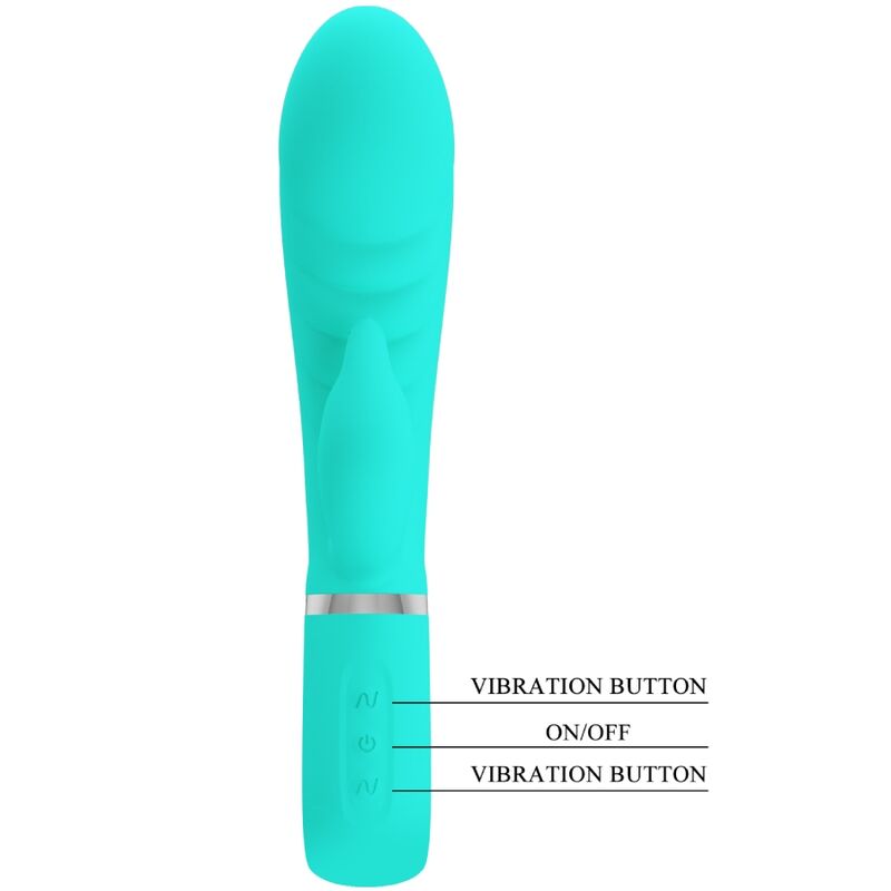 Vibratore multifunzione G-Spot PRETTY LOVE Prescott verde acqua, silicone, design ergonomico, stimolazione intensa, prodotto per adulti