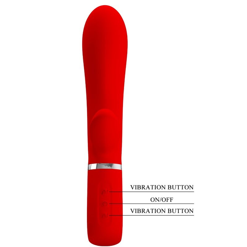 Vibratore multifunzione G-spot Pretty Love Thomas Rosso, design ergonomico e dettagli colorati, per stimolazione intensa.