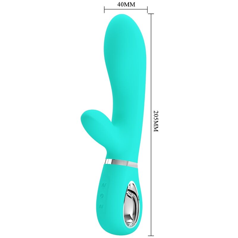 Vibratore multifunzione G-spot Pretty Love Thomas Verde Acqua, design ergonomico e dettagli colorati, brand Pretty Love Flirtation.