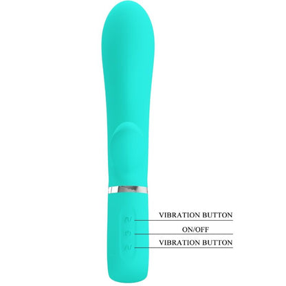 Vibratore multifunzione G-Spot Pretty Love Thomas verde acqua, design elegante e funzionalità avanzate per il piacere.