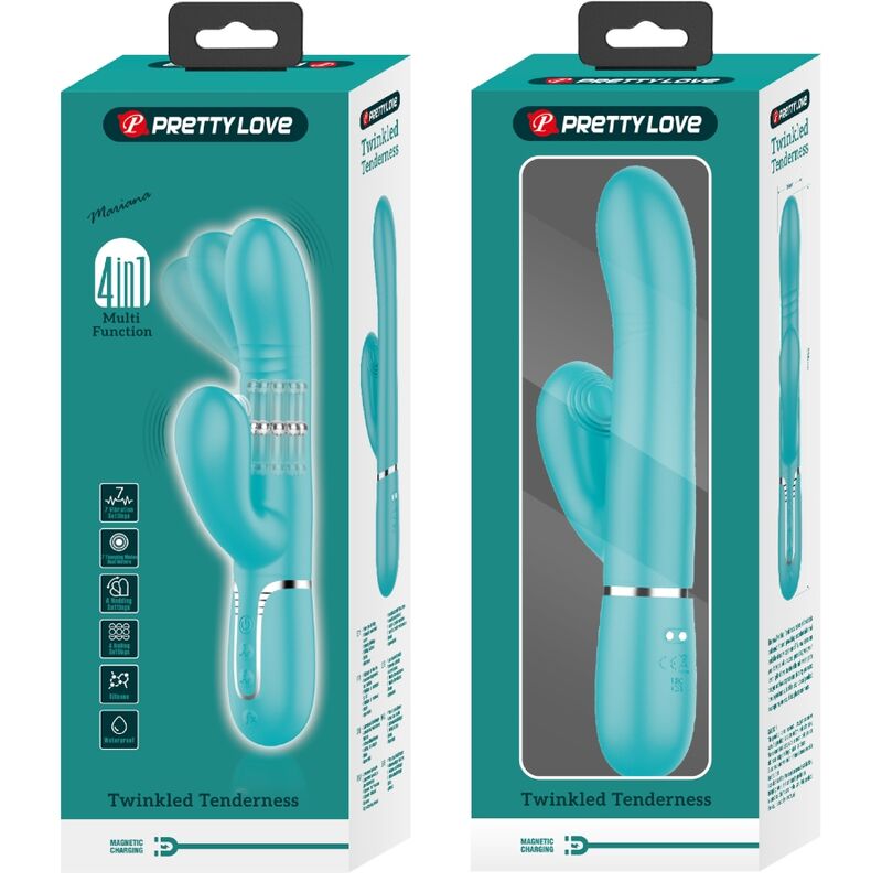 Vibratore multifunzione G-spot Pretty Love Flirtation verde acqua, design ergonomico e funzionale per piacere intenso