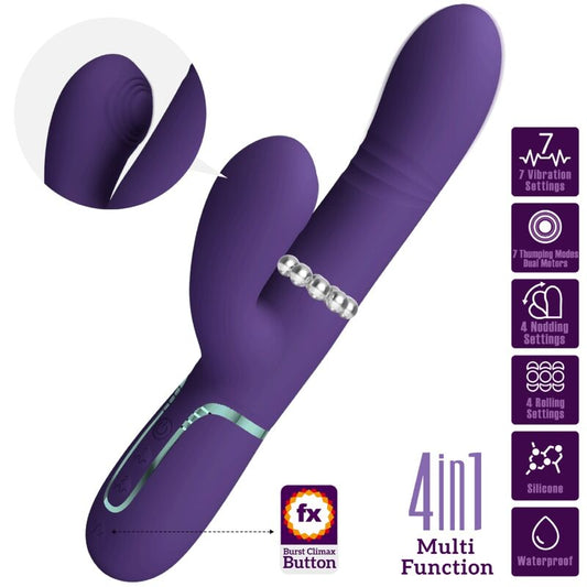 Vibratore multifunzione G-Spot Viola PRETTY LOVE FLIRTATION, design elegante e funzionale, ideale per stimolazione interna e G-Spot.