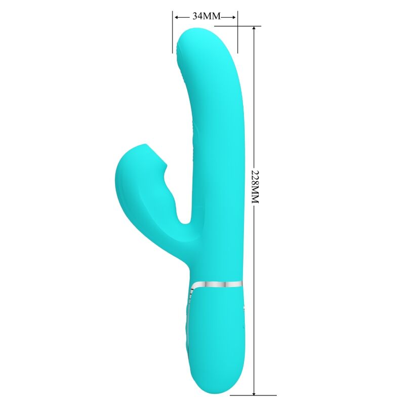 Vibratore multifunzione Pretty Love Perlita 3 in 1 G-spot verde acqua, design ergonomico e versatile per il piacere.